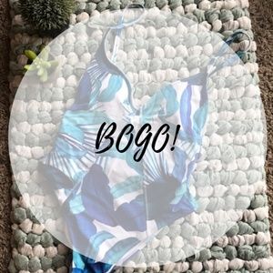 🔥 FINAL Pacsun LA Hearts Blue Tropical Leaf Swim